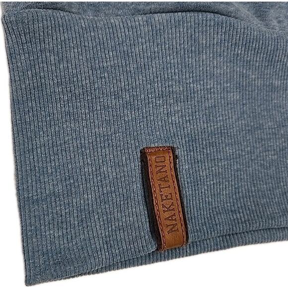 Naketano Brave New World Womens Longline Hoodie Sweatshirt Sz S Cowl Neck Blue - Picture 10 of 16